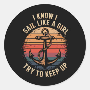 Zeiler Kapitein Van Zeilboot En Zeilboot Zeiler Ronde Sticker