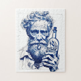 Zeiler met fles met klein modelschip legpuzzel