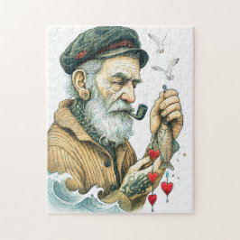 Zeiler met pijp en kleine harten legpuzzel