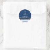 Zeiler Scheepsanker Marineblauw Gestreepte Ronde Sticker (Tas)