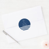 Zeiler Scheepsanker Marineblauw Gestreepte Ronde Sticker (Envelop)