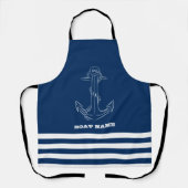 Zeiler, Scheepvaart, Anker Marineblauw Gestreepte Schort (Voorkant)