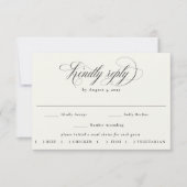 Zeilige Kalligrafie Huwelijksmaaltijd Keuze RSVP Kaartje (Voorkant)