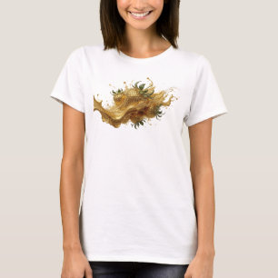 Zeilige Oranje Abstracte Aardbeien Artistiek Motie T-shirt