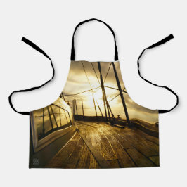 Zeiljacht bij ochtendzon met wolken lucht. schort