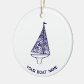 Zeiljacht bootnaam keramisch ornament (Links)