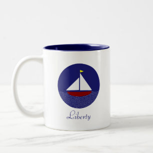 Zeiljacht & Liberty Calligrafie Tweekleurige Koffiemok