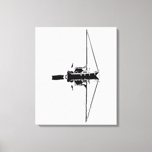 Zeiljacht met zijn reflectie op een rustig Zee Canvas Afdruk (Voorkant)