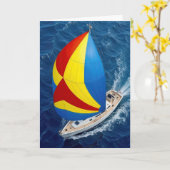 Zeiljacht op hoge Zeeen voor pensionering Kaart (Gele Bloem)