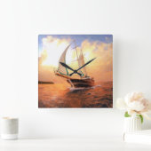 Zeiljacht, scheepvaartthema vierkante klok (Huis)