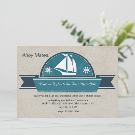 Zeiljacht uitnodiging (Staand voorkant)