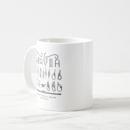 zeilknopen koffiemok (Voorkant links)