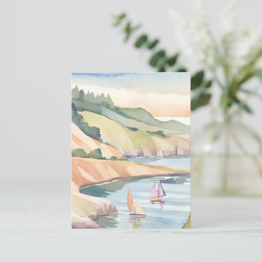 zeilkust | Rhode Island Ocean Waterverf Briefkaart (Staand voorkant)