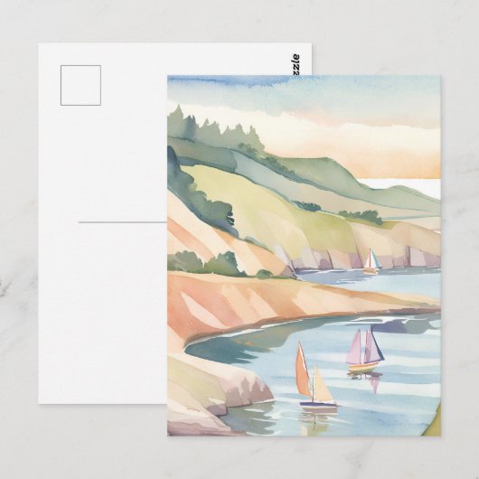 zeilkust | Rhode Island Ocean Waterverf Briefkaart (Voorkant / Achterkant)