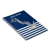 Zeilman Nautical Anchor Dolphin Navy Blue Striped Notitieboek (Rechterzijde)