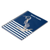 Zeilman Nautical Anchor Dolphin Navy Blue Striped Notitieboek (Linkerzijde)