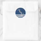 Zeilman Nautical Anchor Dolphin Navy Blue Striped Ronde Sticker (Tas)