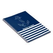 Zeilman Nautical Anchor Navy Blue Striped Notitieboek (Rechterzijde)