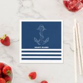 Zeilman Nautical Anchor Navy Blue Stripes Servet (Insitu)