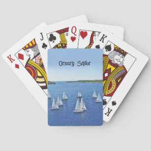 Zeilregatta in een baai gebied personaliseren pokerkaarten