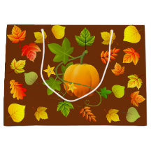 Zeilroze Pompoen & Herfstbladeren op Bruin