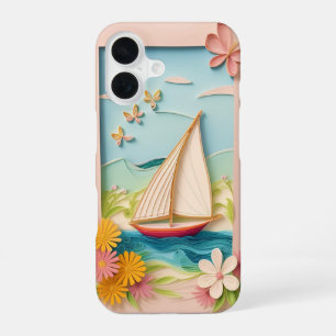 Zeilscène Ambacht Met Quilling Bloemen iPhone 16 Hoesje