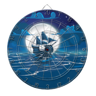 Zeilscheepsreis onder het maanlicht dartbord