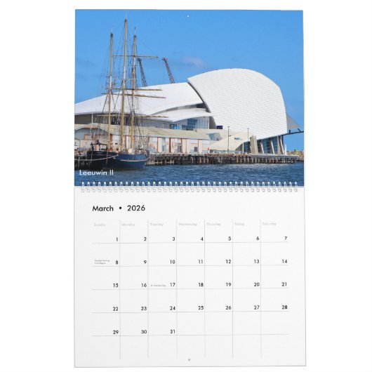 Zeilschepen 2026 kalender (Mar 2026)