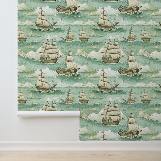  zeilschepen behang (Applicatie)