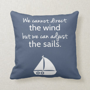 Zeilschepen decoratie met positieve quote kussen