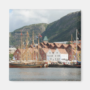 Zeilschepen in Bryggen Magnet