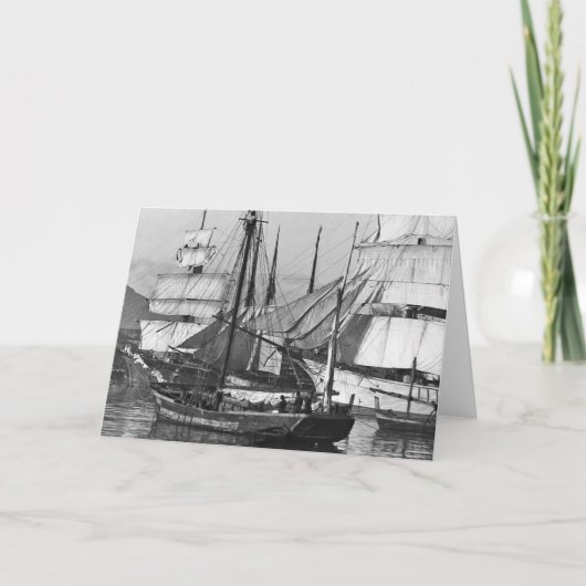 Zeilschepen in de haven kaart (Voorkant)