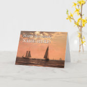 Zeilschepen op het water,  Look Verjaardag Kaart (Gele Bloem)