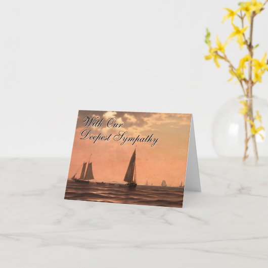 Zeilschepen op Water Sympathy Card Kaart (Gele Bloem)