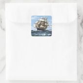 zeilschepen vierkante sticker (Tas)