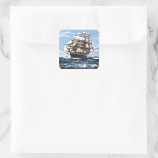 zeilschepen vierkante sticker (Tas)