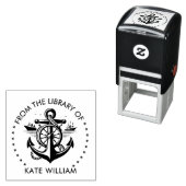 Zeilschip Anker Uit de bibliotheek van Round Zelfinktende Stempel (In situ)