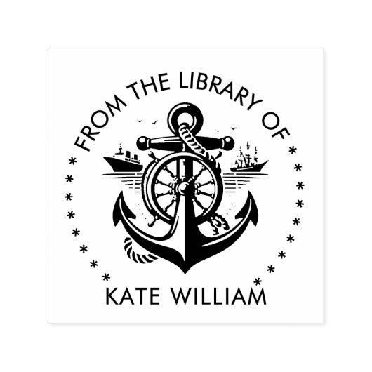 Zeilschip Anker Uit de bibliotheek van Round Zelfinktende Stempel (Design)