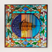 Zeilschip bij zonsondergang legpuzzel (Horizontaal)