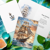 Zeilschip bij zonsopgang Happy Birthday Brother Kaart