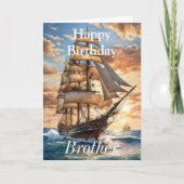 Zeilschip bij zonsopgang Happy Birthday Brother Kaart (Voorkant)