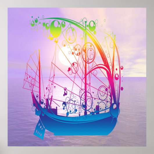 Zeilschip bij zonsopgang poster (Voorkant)