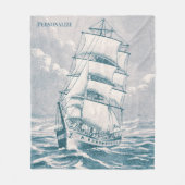   zeilschip Blauwgroen Nautisch Fleece Deken (Voorkant)