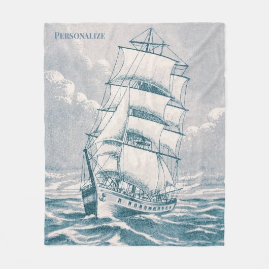   zeilschip Blauwgroen Nautisch Fleece Deken (Voorkant)