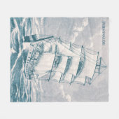   zeilschip Blauwgroen Nautisch Fleece Deken (Voorkant (Horizontaal))