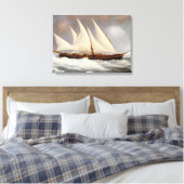 Zeilschip dat het zee bestrijdt - oliefilter canvas afdruk (Insitu (Slaapkamer))