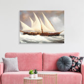 Zeilschip dat het zee bestrijdt - oliefilter canvas afdruk (Insitu (Woonkamer))