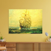Zeilschip doorkruist de Atlantische Oceaan Canvas Afdruk (Insitu (Woonkamer))