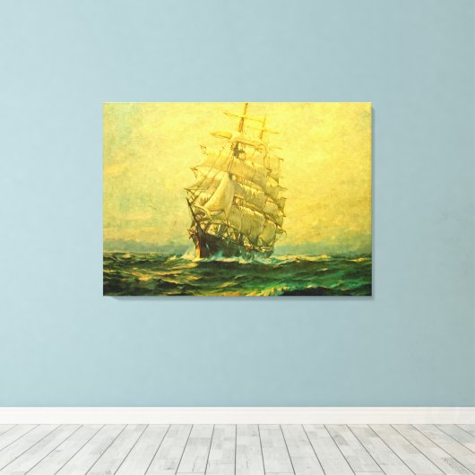 Zeilschip doorkruist de Atlantische Oceaan Canvas Afdruk (Insitu (Houten vloer))