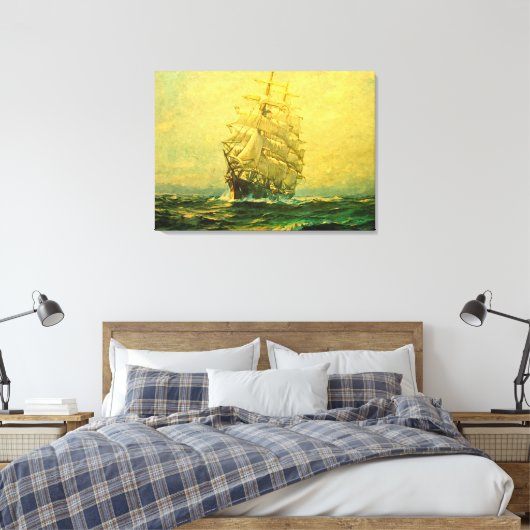 Zeilschip doorkruist de Atlantische Oceaan Canvas Afdruk (Insitu (Slaapkamer))
